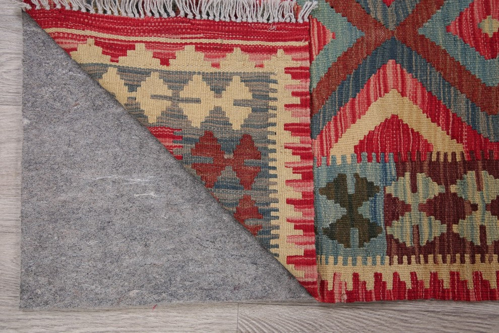 Kilim Oriental Turkish Flat-Woven Tribal Design Area Rug Wool, 4'2"X2'8"