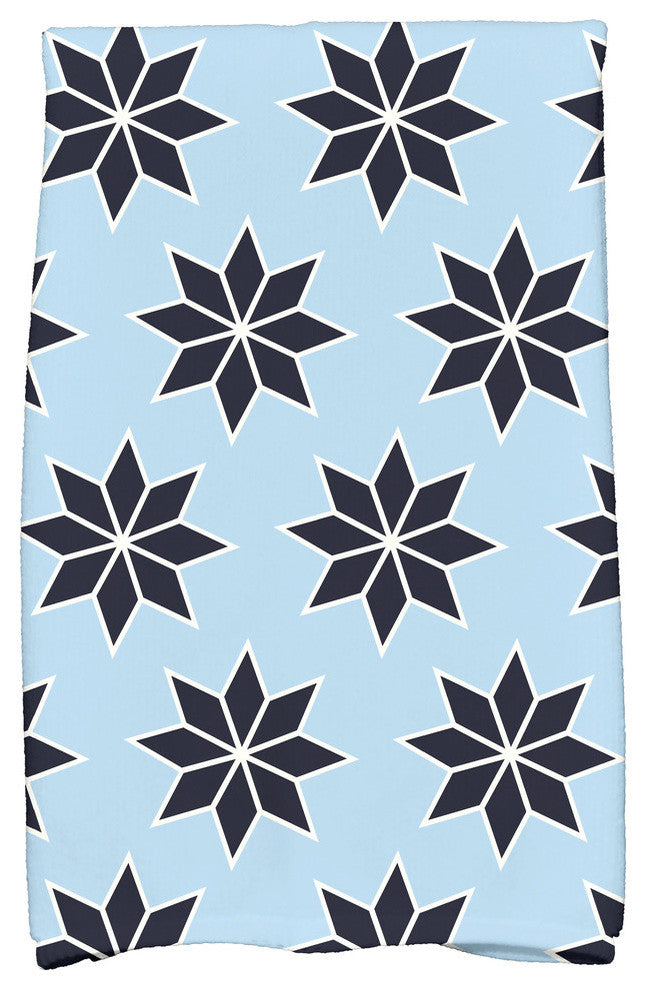 Christmas Stars 2 Decorative Holiday Geometric Print Hand Towel, Light Blue