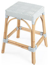 Robias Twilight Blue & White Rattan 24.5"  Counter Stool, 5513194