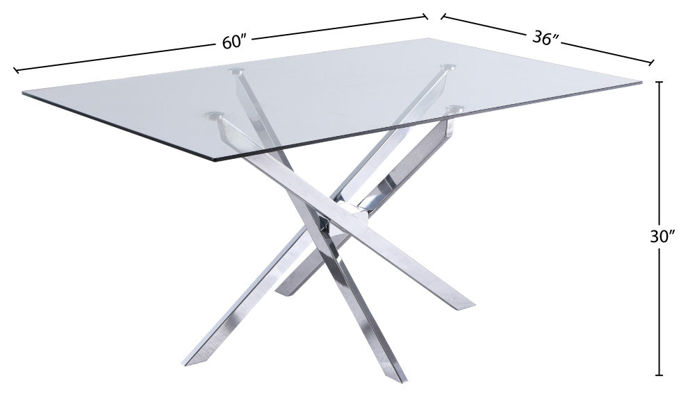 Xander Dining Table, Chrome Legs, Rectangular Top