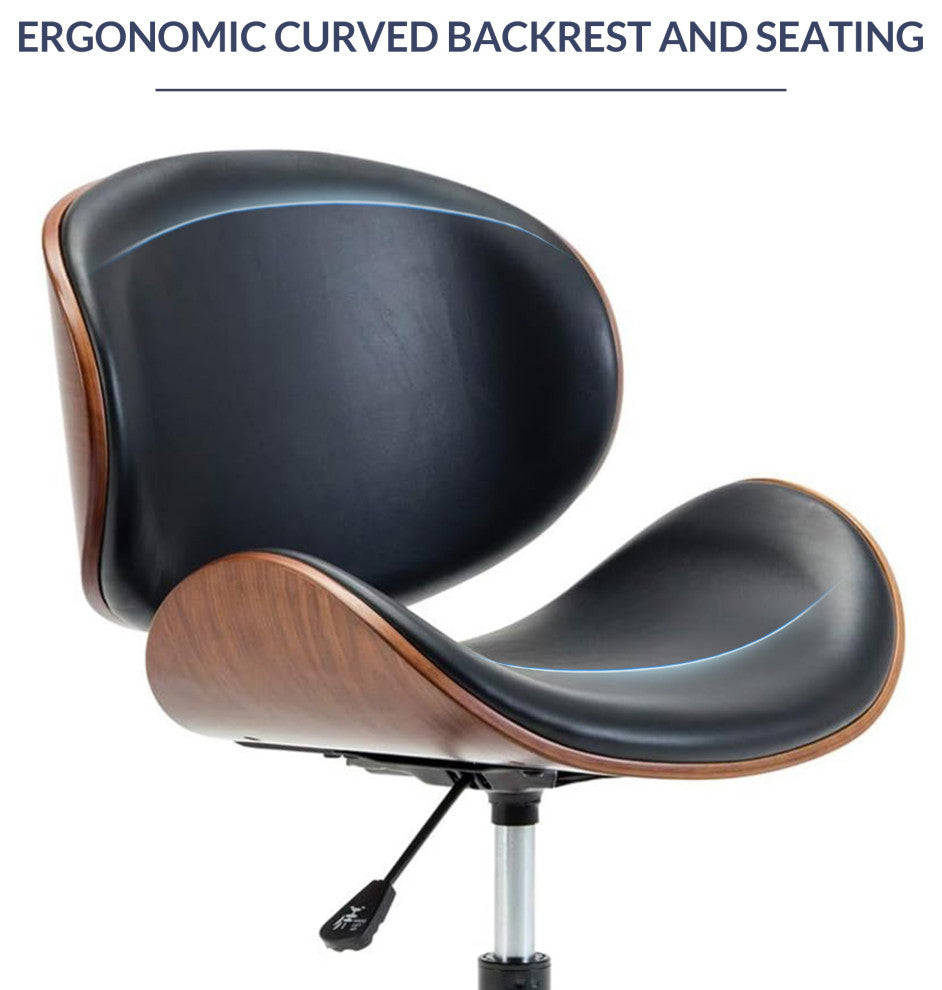 Mid-Century Swivel Office Desk Chair, Black