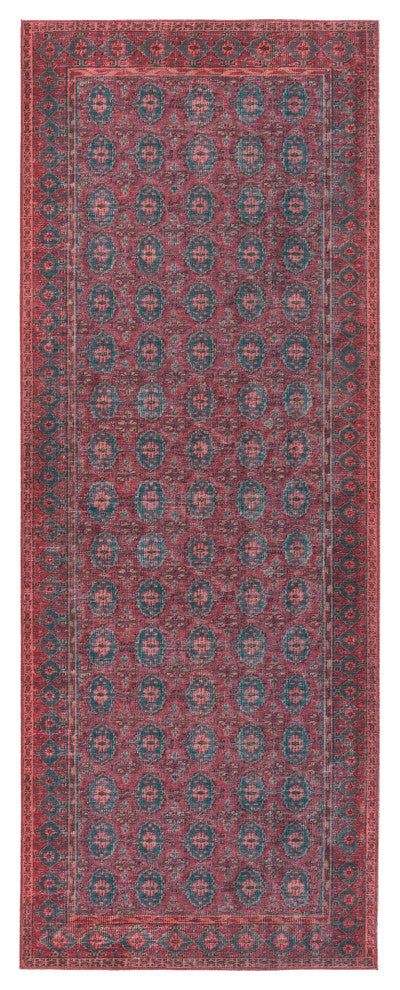 Kate Lester + Jaipur Living Kalinar Damask Dark Red/ Blue Area Rug 4'X8'