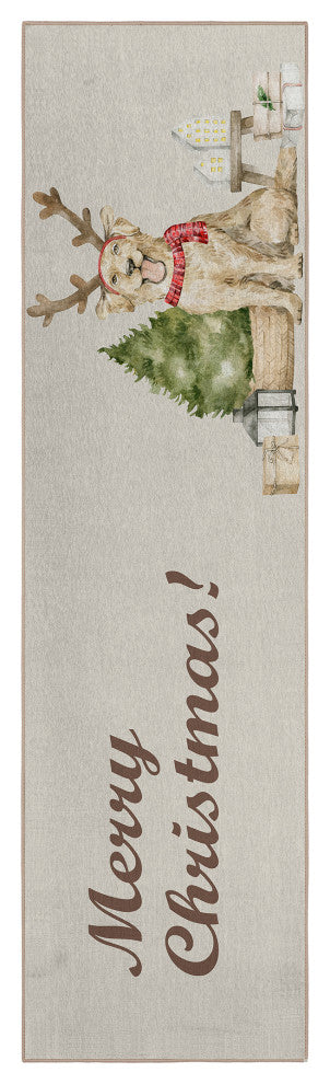Indoor/Outdoor Wonderland WN8 Beige Machine Washable 2'3" x 7'6" Runner Rug