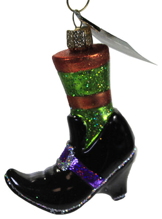 Old World Christmas 3.75In Witches Shoe, Glass, Halloween Witch Boot 26086