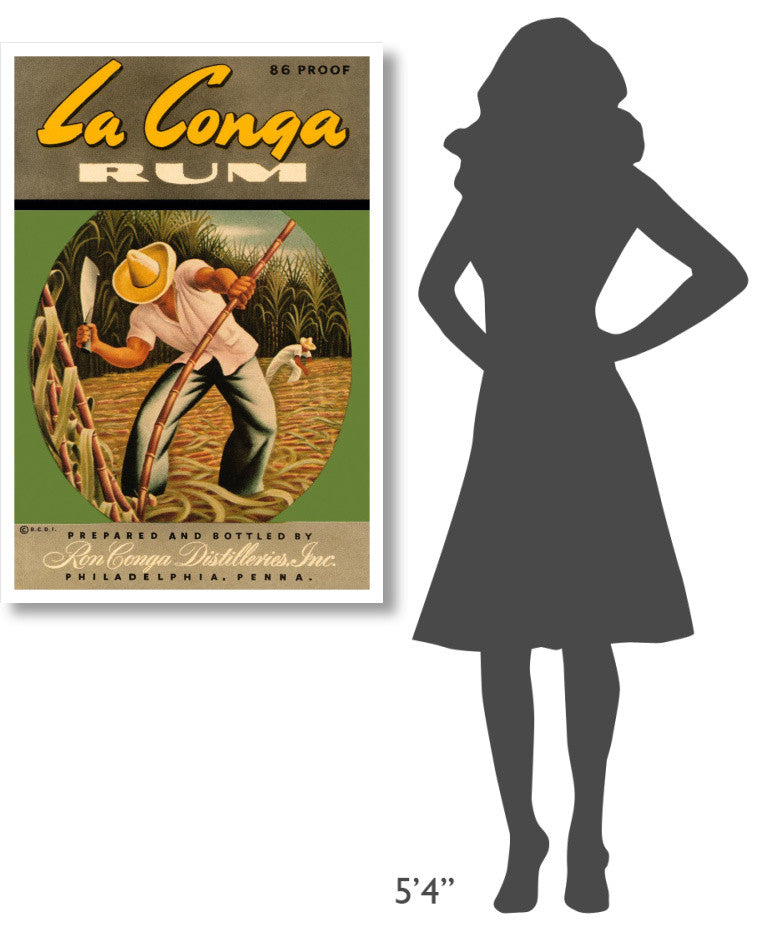 "La Conga Rum" Digital Paper Print by Vintage Booze Labels, 29"x42"
