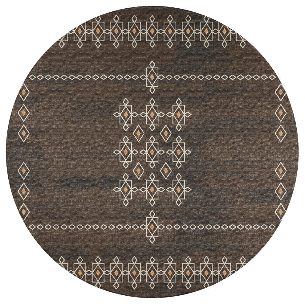 Indoor/Outdoor Sedona SN3 Fudge Machine Washable 10' x 10' Round Rug