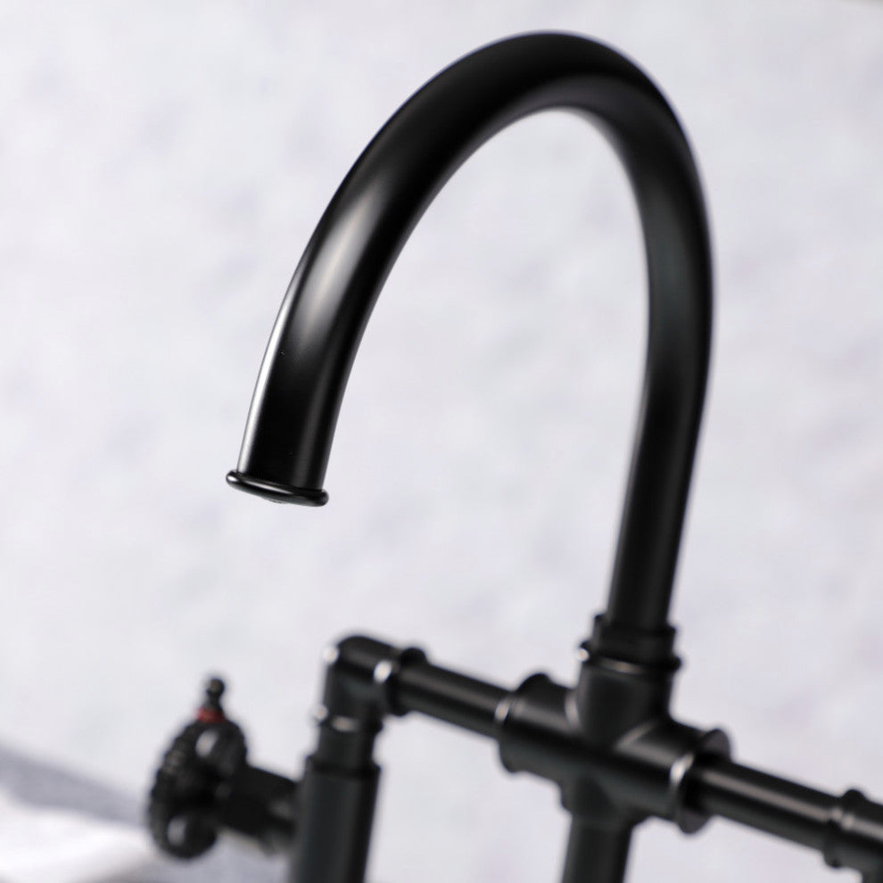 KS2330CG Bridge Kitchen Faucet With Brass Sprayer, Matte Black