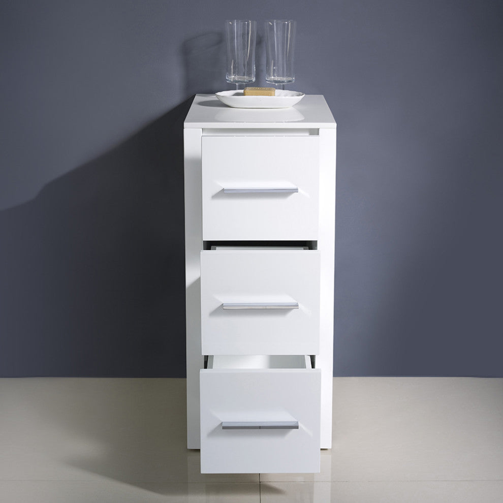 Fresca Torino 12" Espresso Bathroom Linen Side Cabinet, White