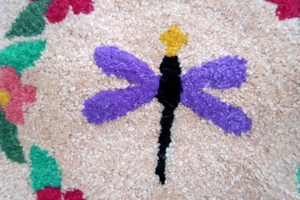 Handmade Contemporary ORA French Hooked Rug 3.2'x3.3', 99cmx102cm, 2021