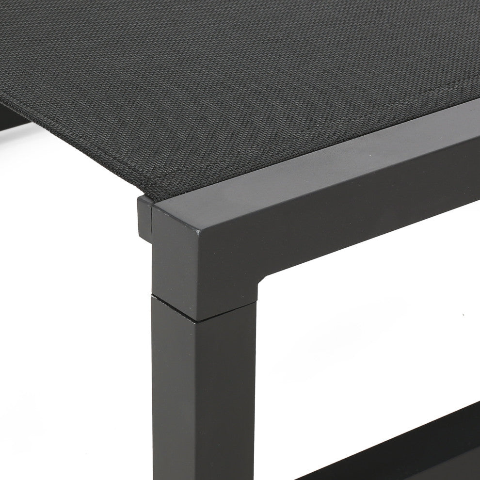 GDF Studio Mottetta Outdoor Aluminum Chaise Lounge, Black, Set of 2