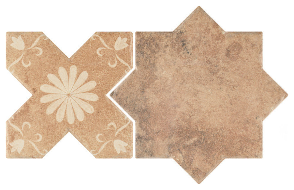 SomerTile Tech Land Star Fire/Cross Fire Temple 6" x 12-1/8" Floor and Wall Tile