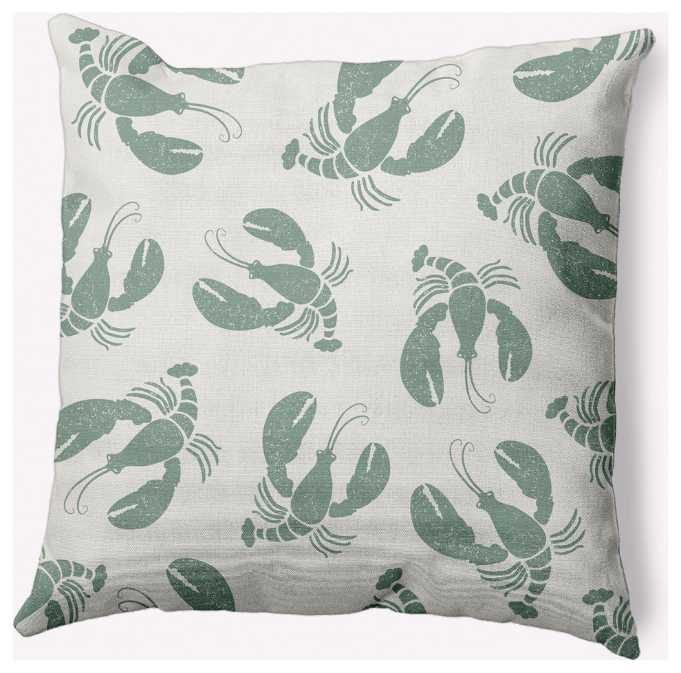 20x20" Lobster Fest Nautical Decorative Indoor Pillow, Sage