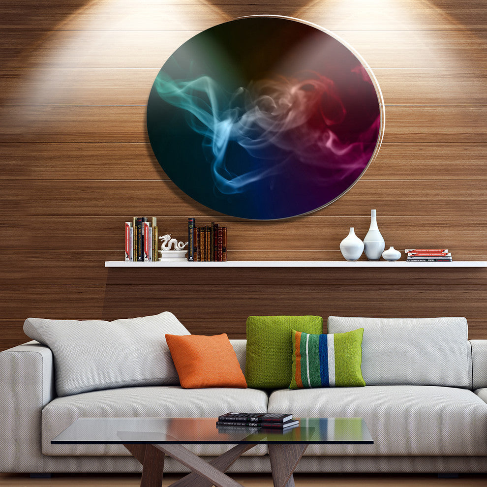Abstract Fractal Smoke Waves, Abstract Large Disc Metal Wall Art, 11"