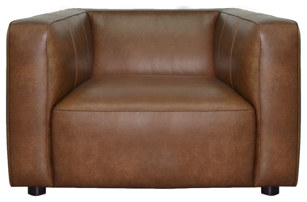 Jude Top Grain Leather Camel Brown Arm Chair