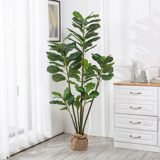 73.23" Artificial Fiddle Leaf Fig Plant, Planter, Set of 2