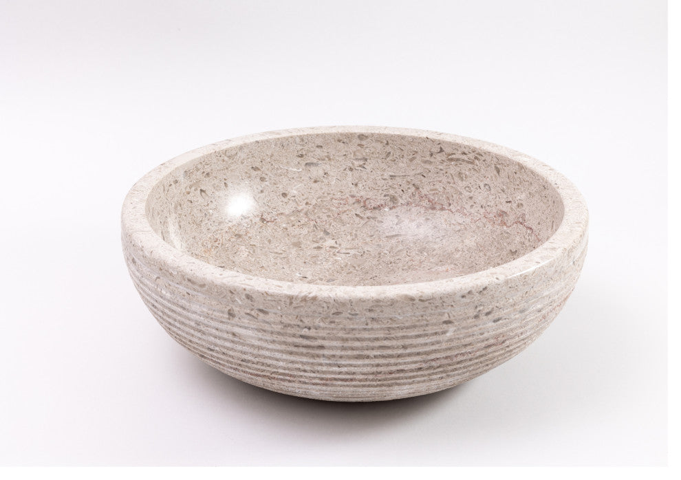 Natural Stone Vessel Bathroom Sink - Brushed Isidro Ojinaga Marble