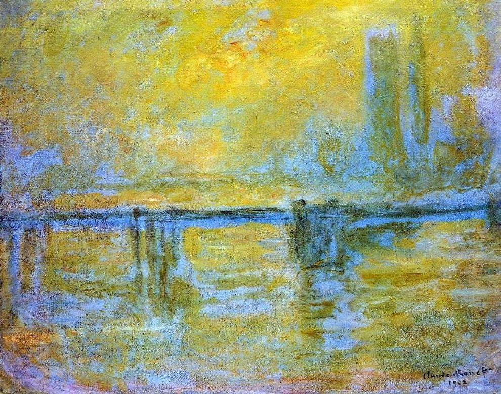 Claude Oscar Monet Charing Cross Bridge Fog, Gallery Wrapped Canvas, 20"x25"