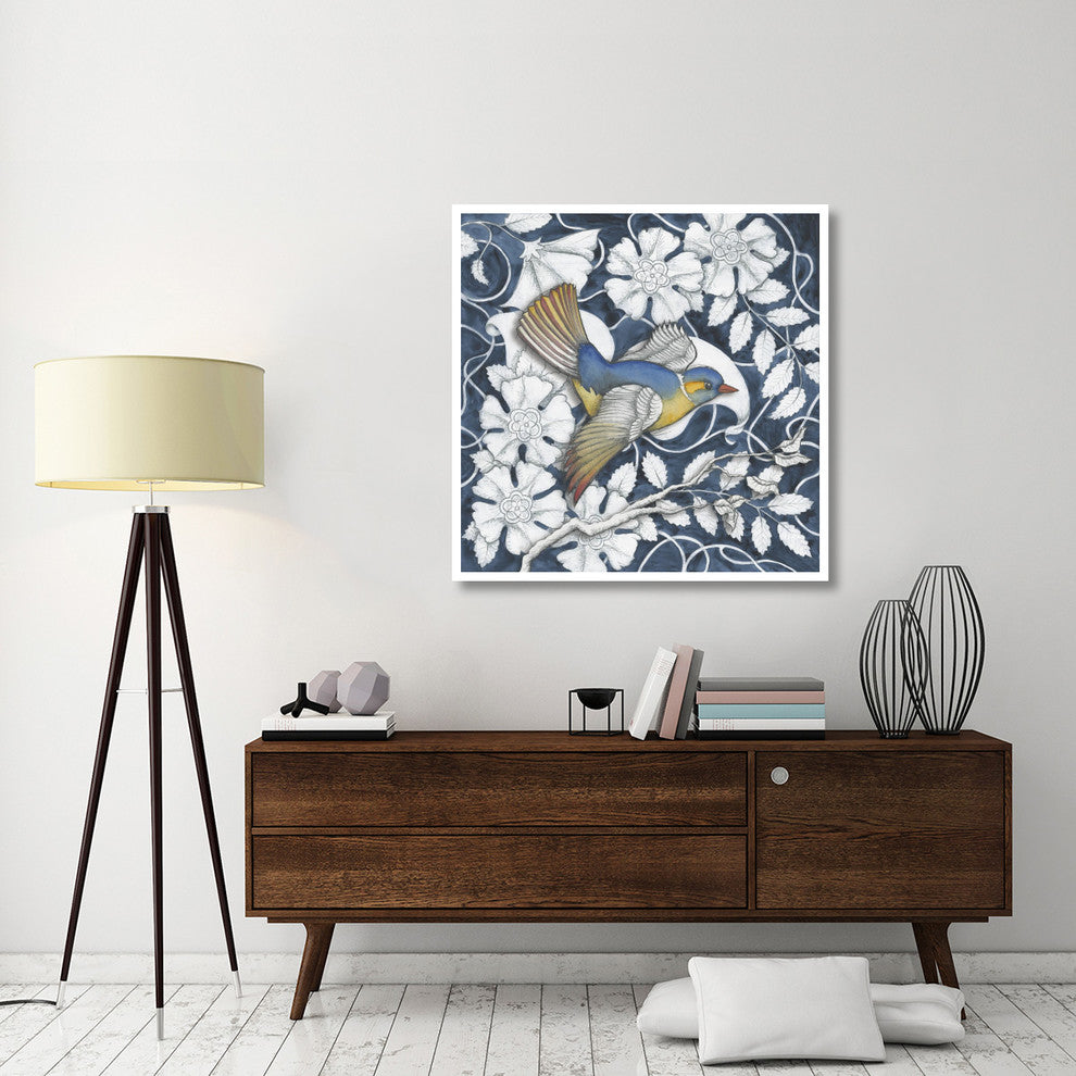 "Arts and Crafts Bird Indigo III" Digital Paper Print by Elyse DeNeige, 42"x42"