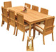 9-Piece Outdoor Teak Dining Set: 83" Rectangle Table, 8 Goa Stacking Arm Chairs