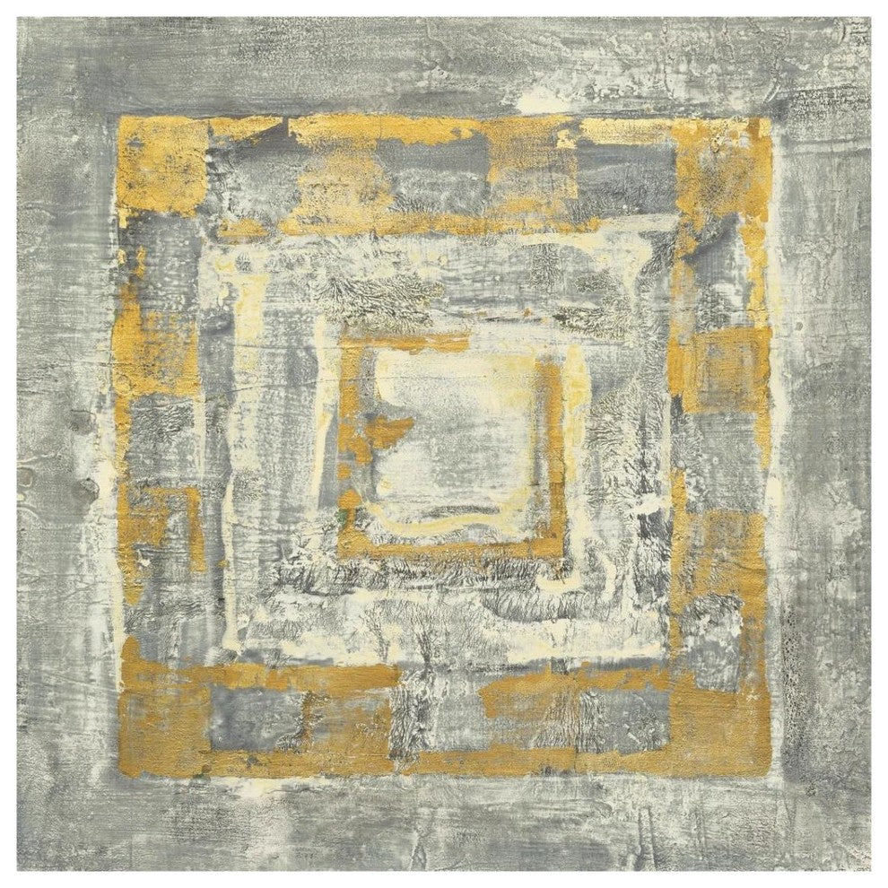 "Gold Tapestry II Gold and White" Paper Print by Albena Hristova, 38"x38"