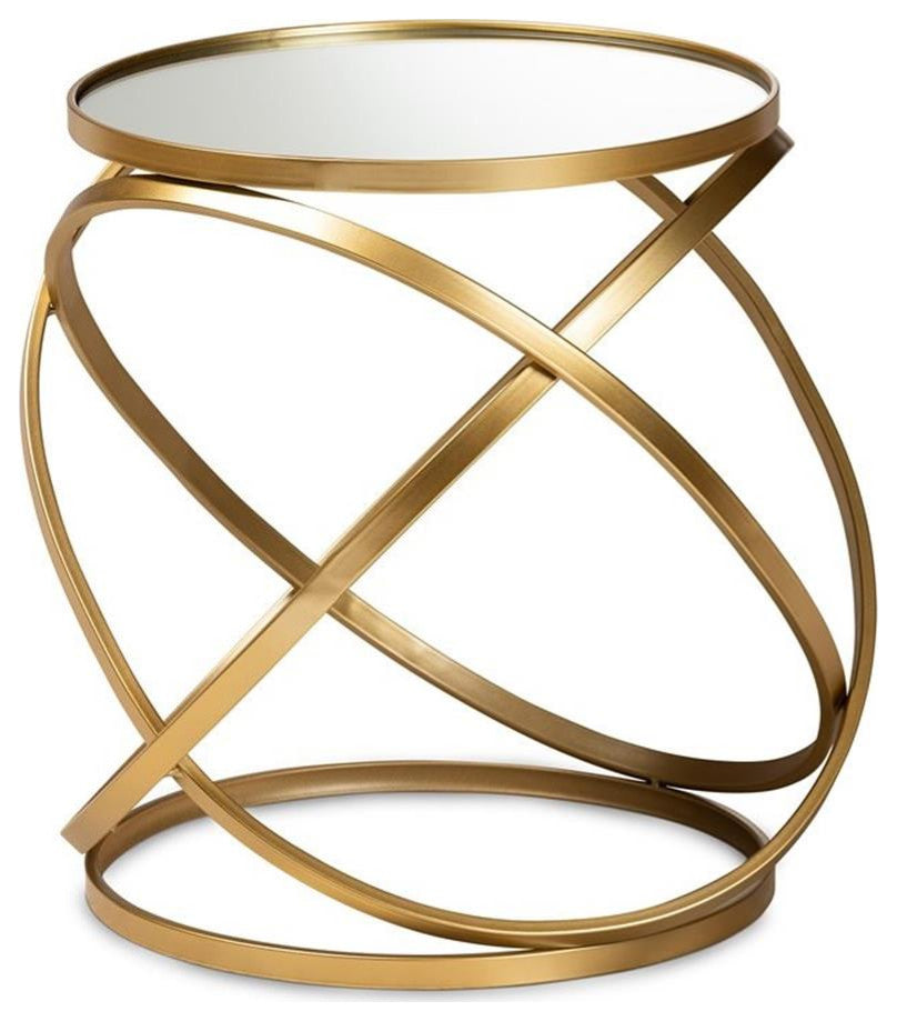 Desma Glam and Luxe Gold Finished Metal and Mirrored Glass End Table