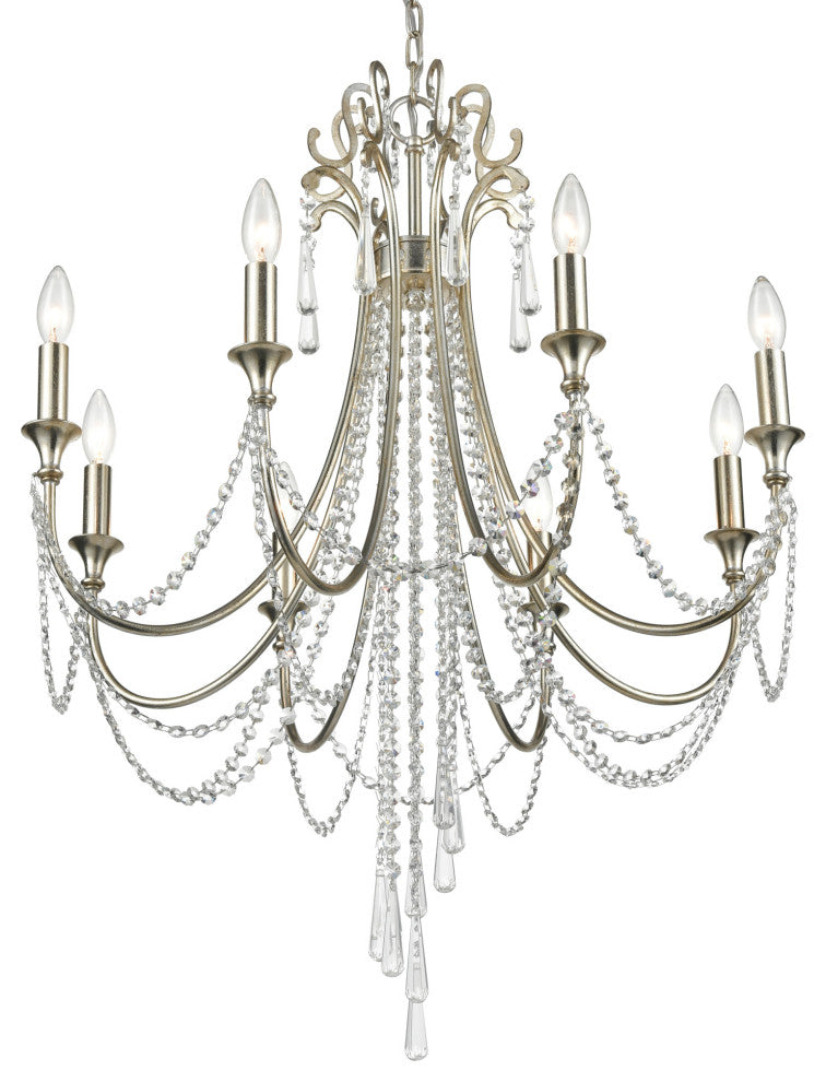 Crystorama Lighting Group ARC-1908-CL-MWP Arcadia 8 Light 26"W - Antique Silver