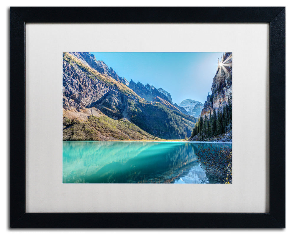 Pierre Leclerc 'Lake Louise Sunburst' Matted Art, Black Frame, White, 20x16