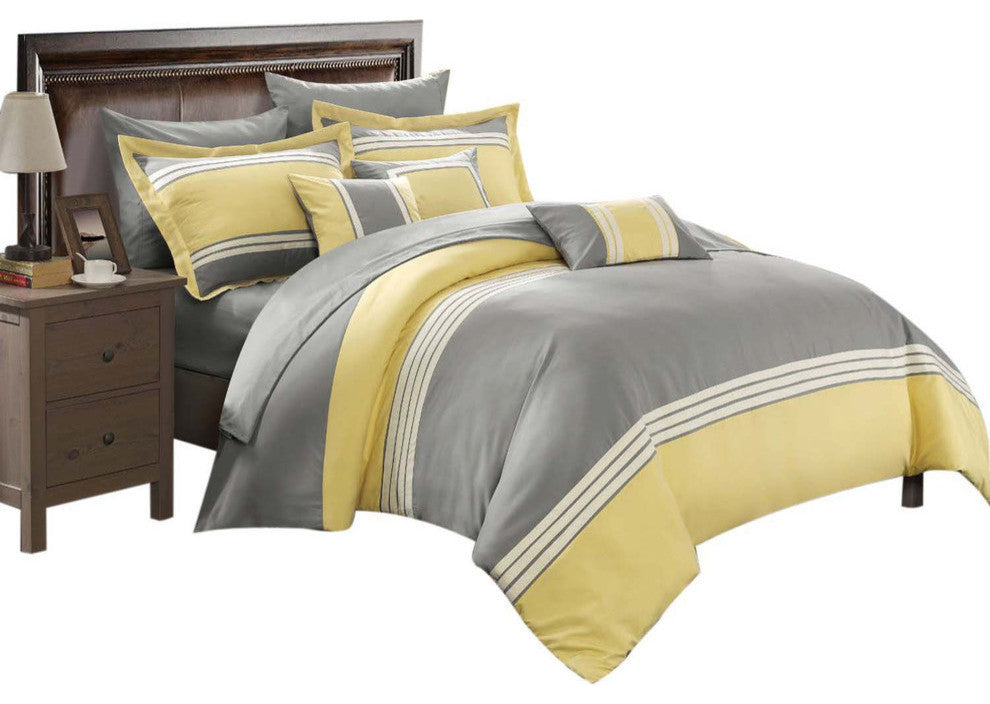 Karsa Falcon Hotel Collection 10-Piece Comforter Bed In A Bag Queen Yellow
