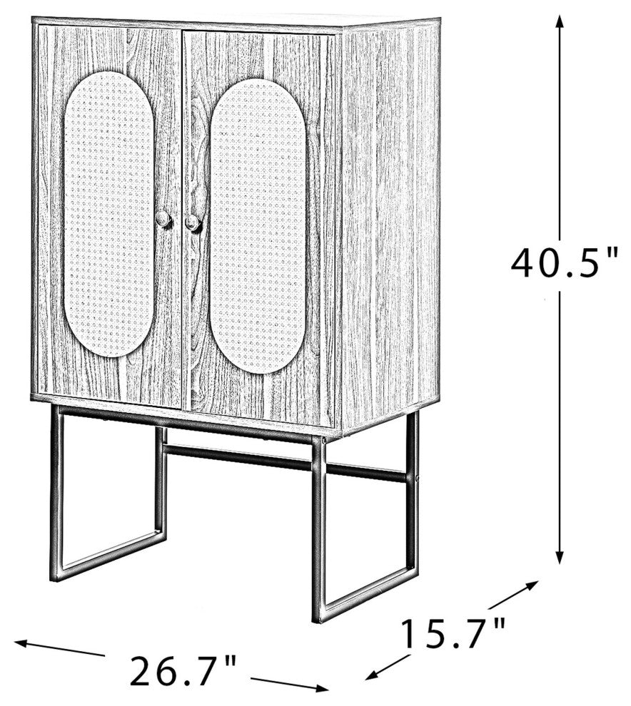 Wood Double Door Accent Cabinet with Interior Shelves , Espresso, 26'' X 15''