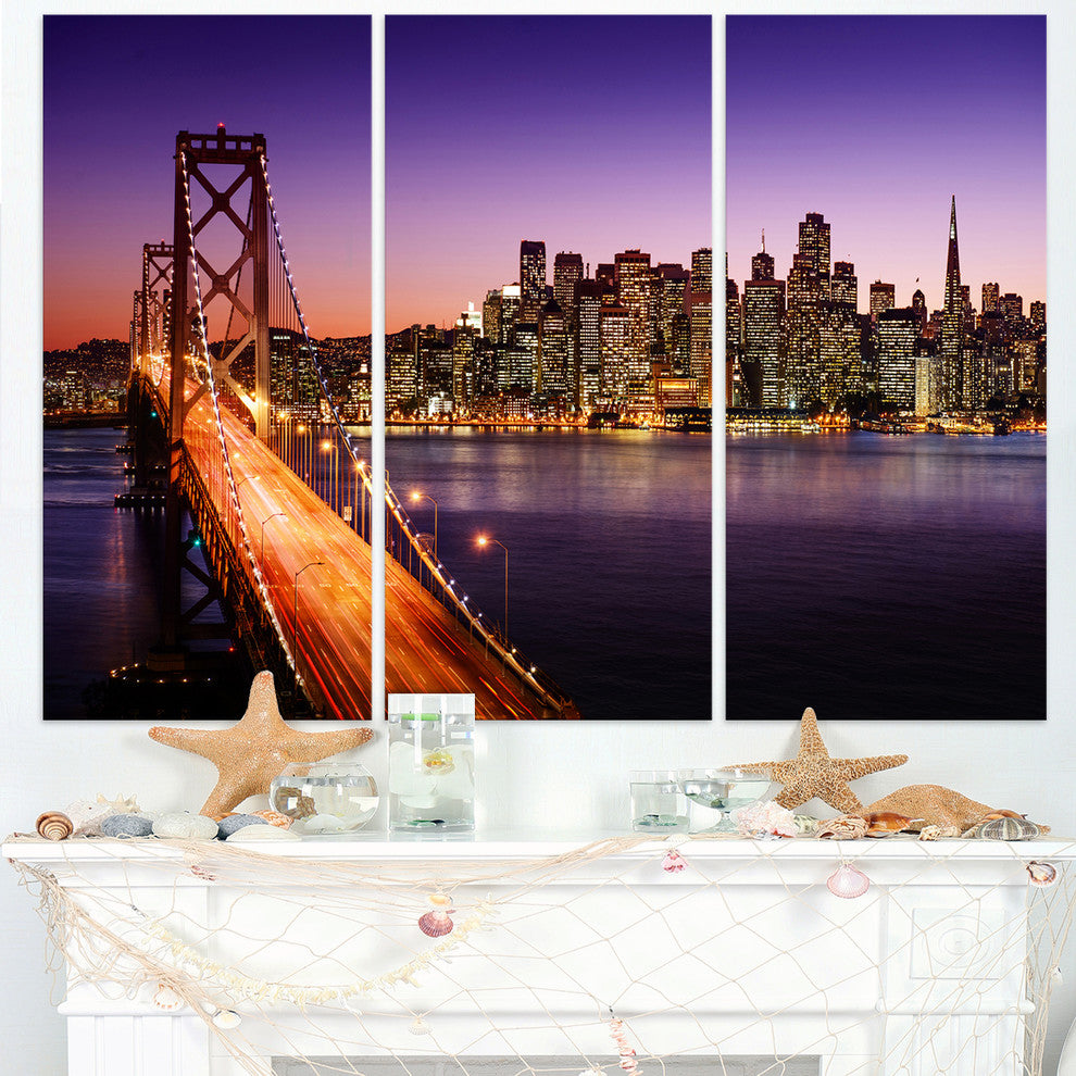 "San Francisco Skyline and Bay Bridge" Metal Wall Art, 3 Panels, 36"x28"