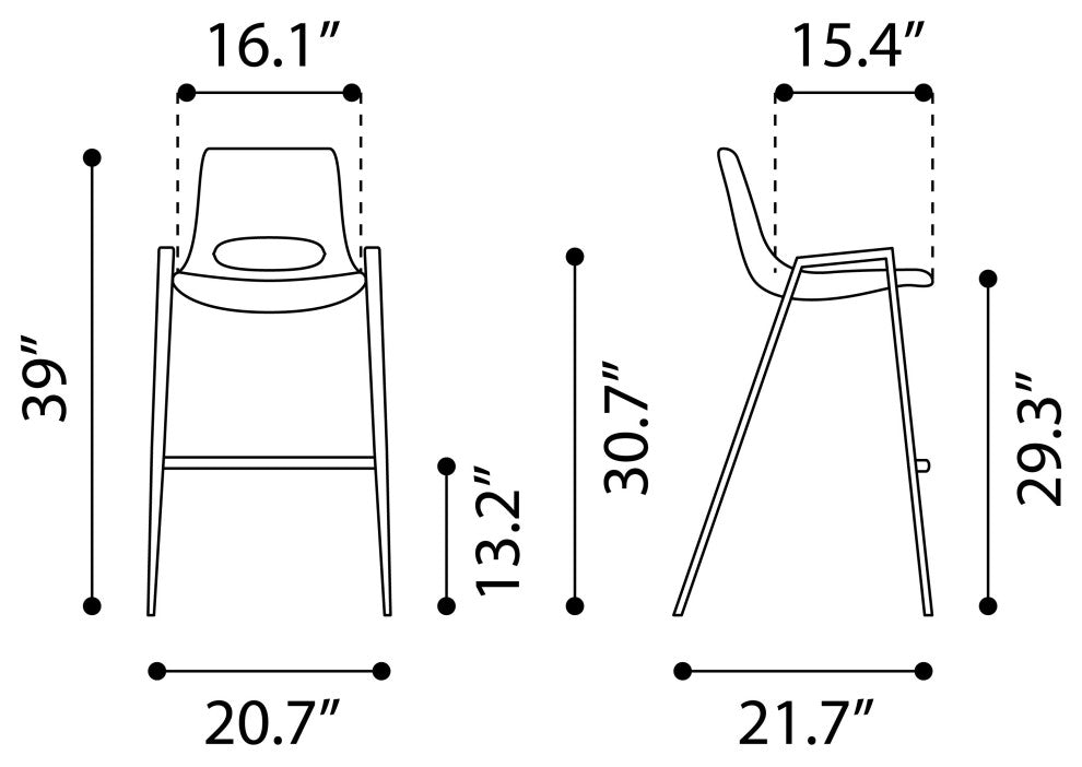 Desi Barstool, Set of 2 Brown/Walnut