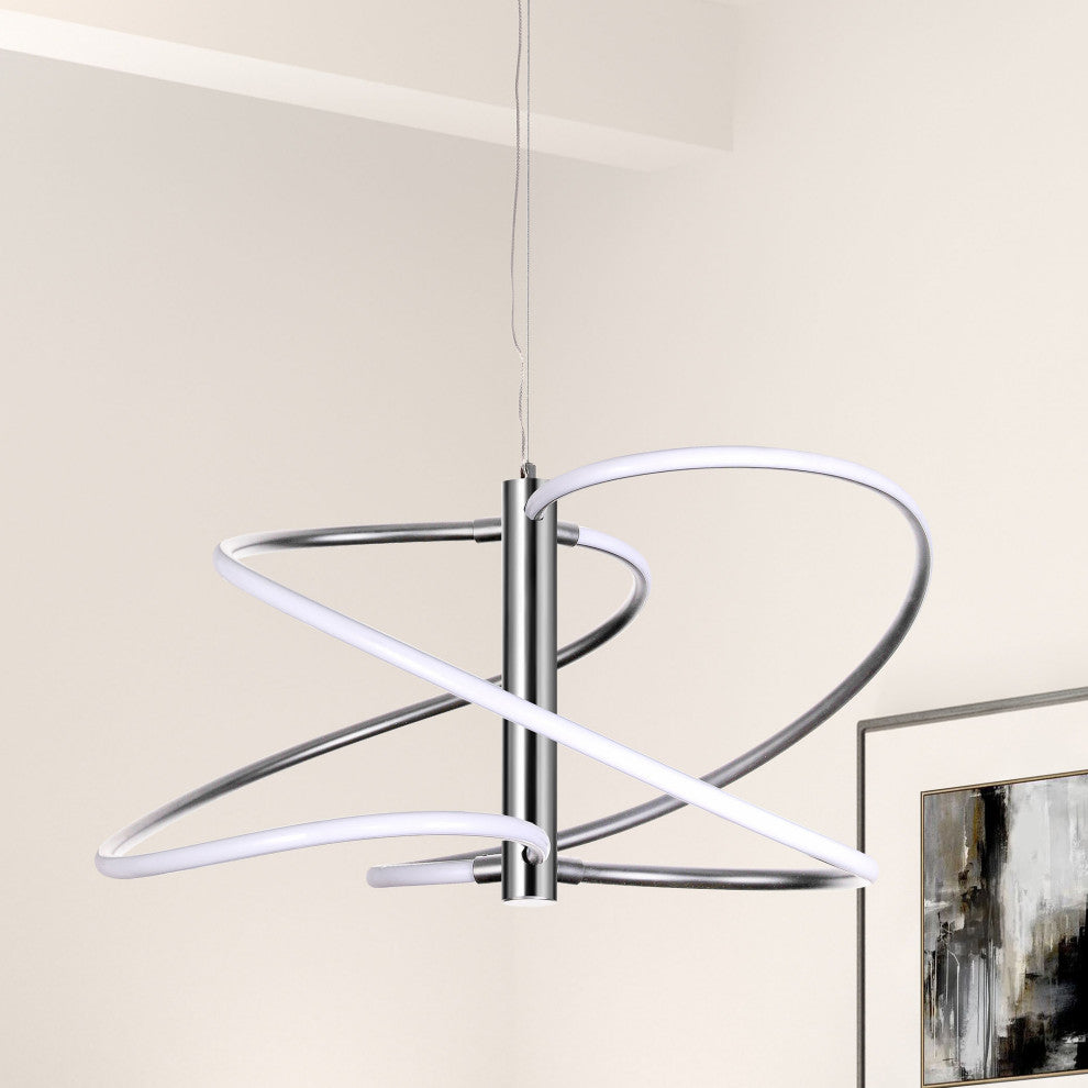 Romy Contemporary 1 Light Polished Chrome White Metal Pendant