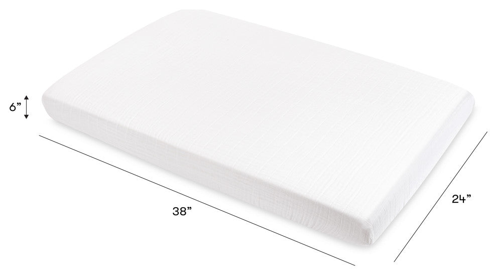 Mini Crib Sheet, GOTS Certified Organic Muslin Cotton, White