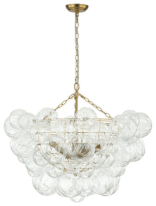 Modern Textured Glass Bubble Chandelier, Brass, 8 Lights