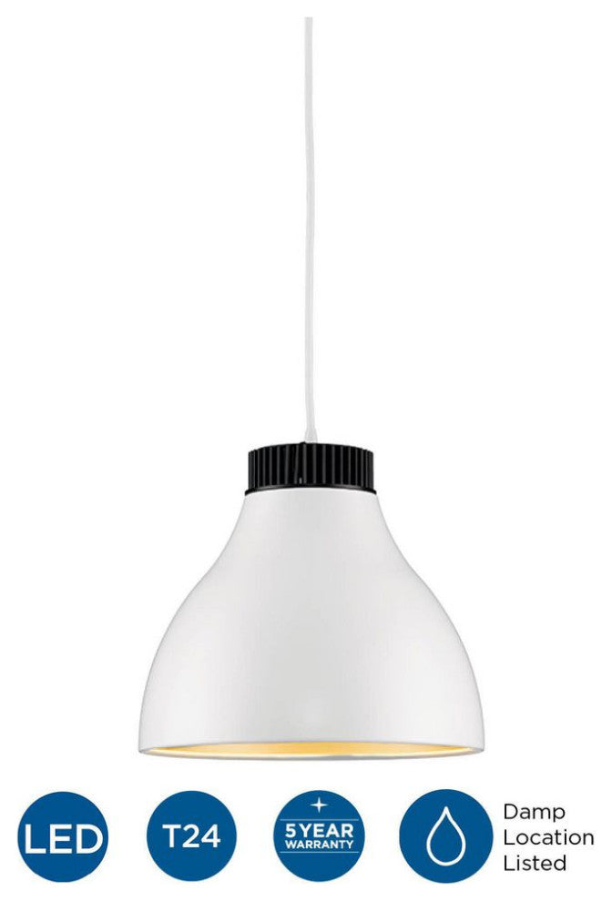 Radian LED Collection 10.6" 1-Light Satin White Satin Gold LED Pendant
