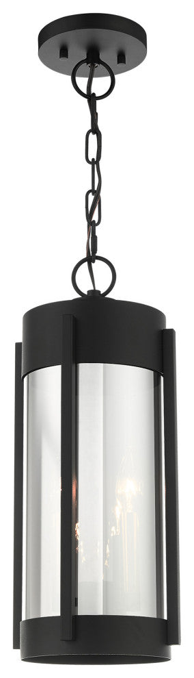 Sheridan 2 Light Black/Brushed Nickel Candles Medium Outdoor Pendant Lantern