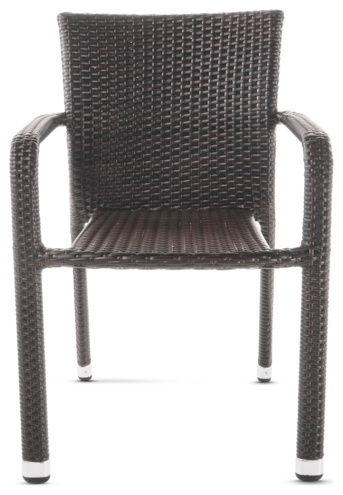 GDF Studio 7-Piece Spiegel Outdoor Dining Set With Teak Table and Brown Chair