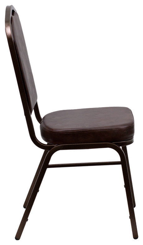 Hercules Series Crown Back Stacking Banquet Chair, Brown Vinyl, Copper Vein
