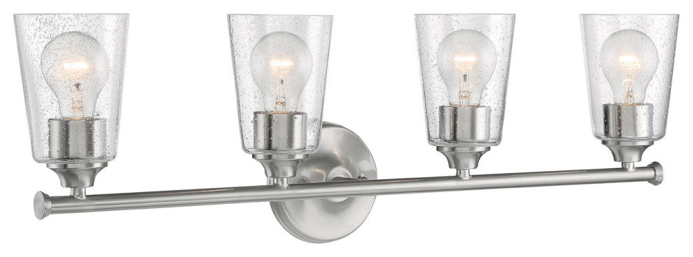 Bransel Four Light Vanity, Brushed Nickel