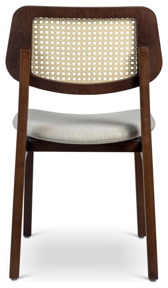 Modern Brazilian, Beth, Cane Side Chair, Nogal/Natural/Medley Ivory