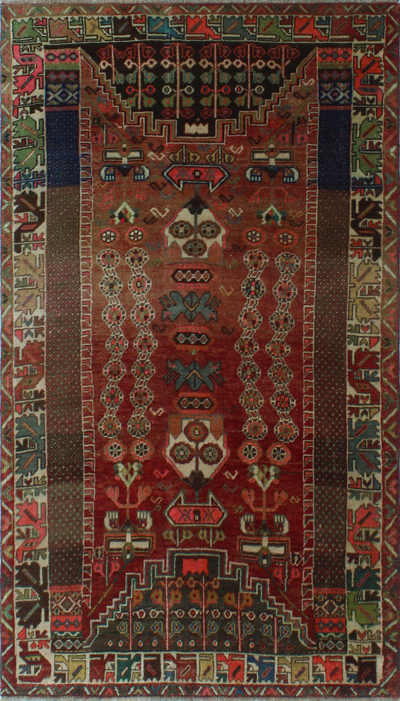 Fine Vintage Distressed Balzhan Rose Rug