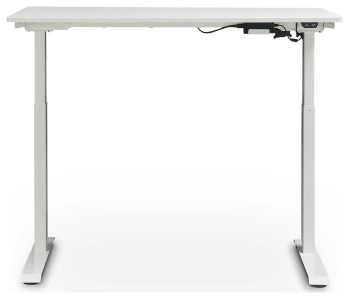 Electric Desk, Fully Motorized Design With Metal Legs & Adjustable Top, White