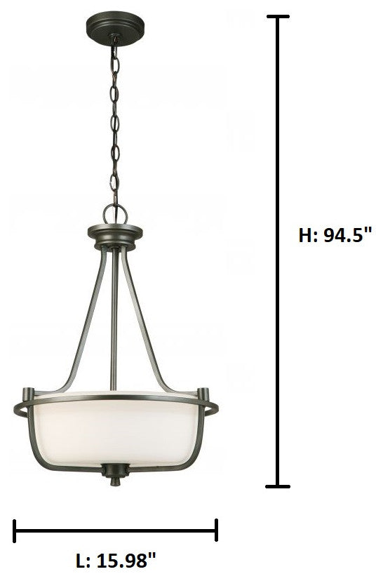 Eglo 3x60w Pendant W/ Graphite Finish & Frosted Glass - 202906A