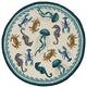 KAS Harbor 4204 Ivory/Teal Beach Life Area Rug, 8'x8' Round