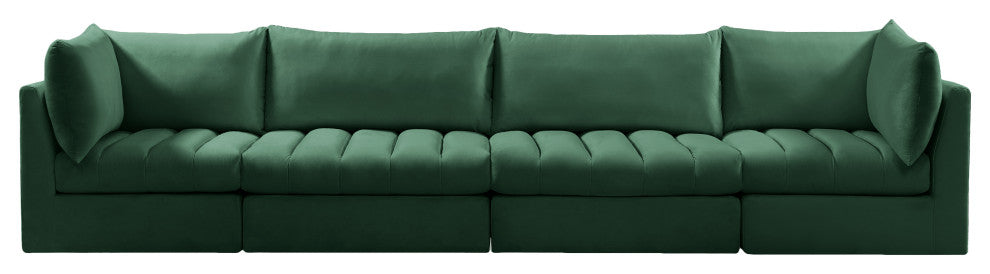 Jacob Velvet Upholstered 4-Piece Modular Sofa, Green