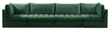 Jacob Velvet Upholstered 4-Piece Modular Sofa, Green