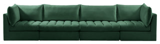 Jacob Velvet Upholstered 4-Piece Modular Sofa, Green