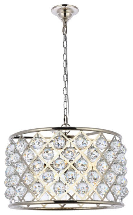 Elegant Lighting 1206D20/RC Madison 6 Light 20"W Crystal Pendant - Matte Black