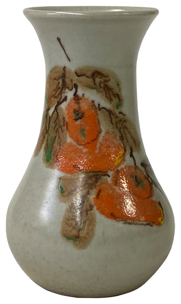 Handmade Ceramic Off White Gray Flower Graphic Jar Vase Hws1343