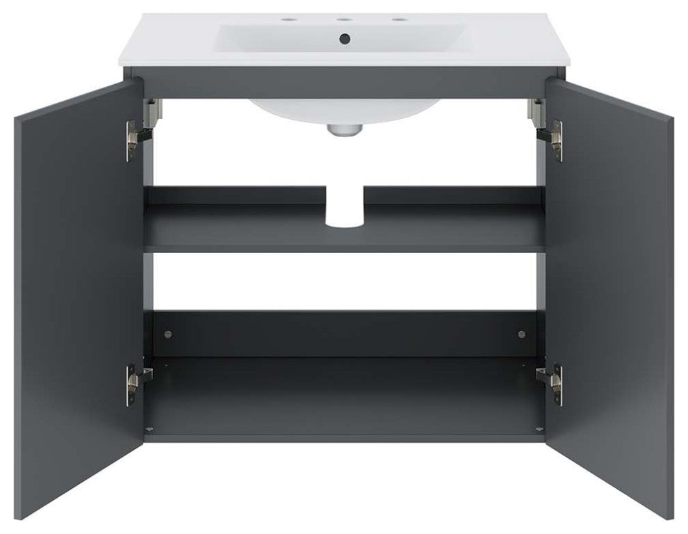 Bryn 30" Wall-Mount Bathroom Vanity, Gray White